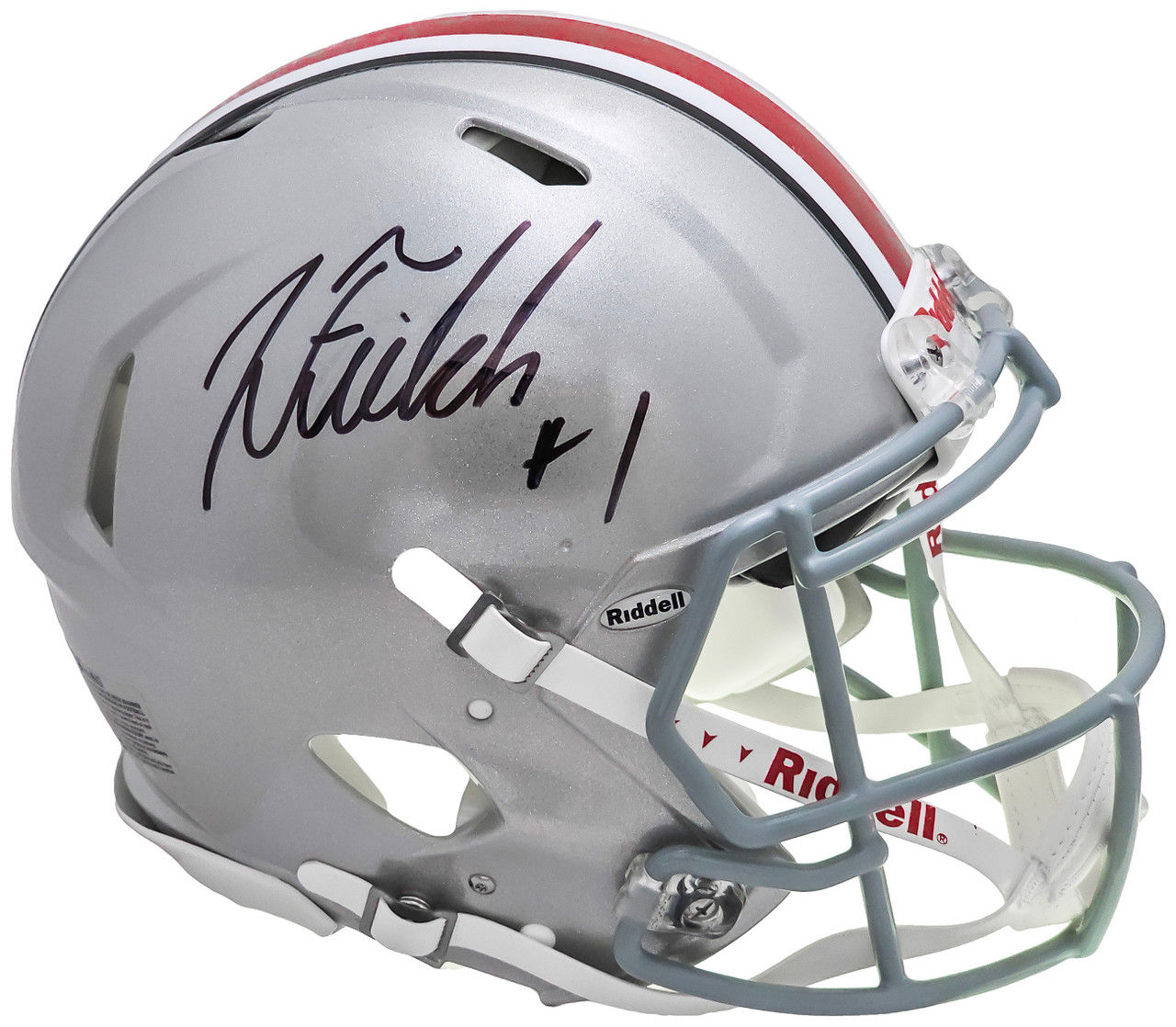 Justin Fields Signed Ohio State Buckeyes Silver Authentic Speed Helmet