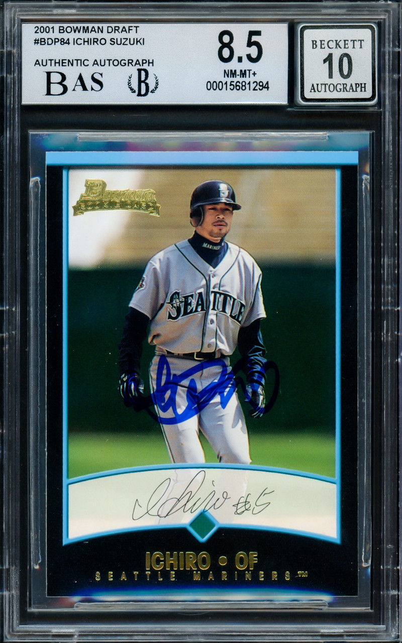 Ichiro Suzuki Signed 2001 Bowman Draft Picks Rookie Card #BDP84 Seattle Mariners