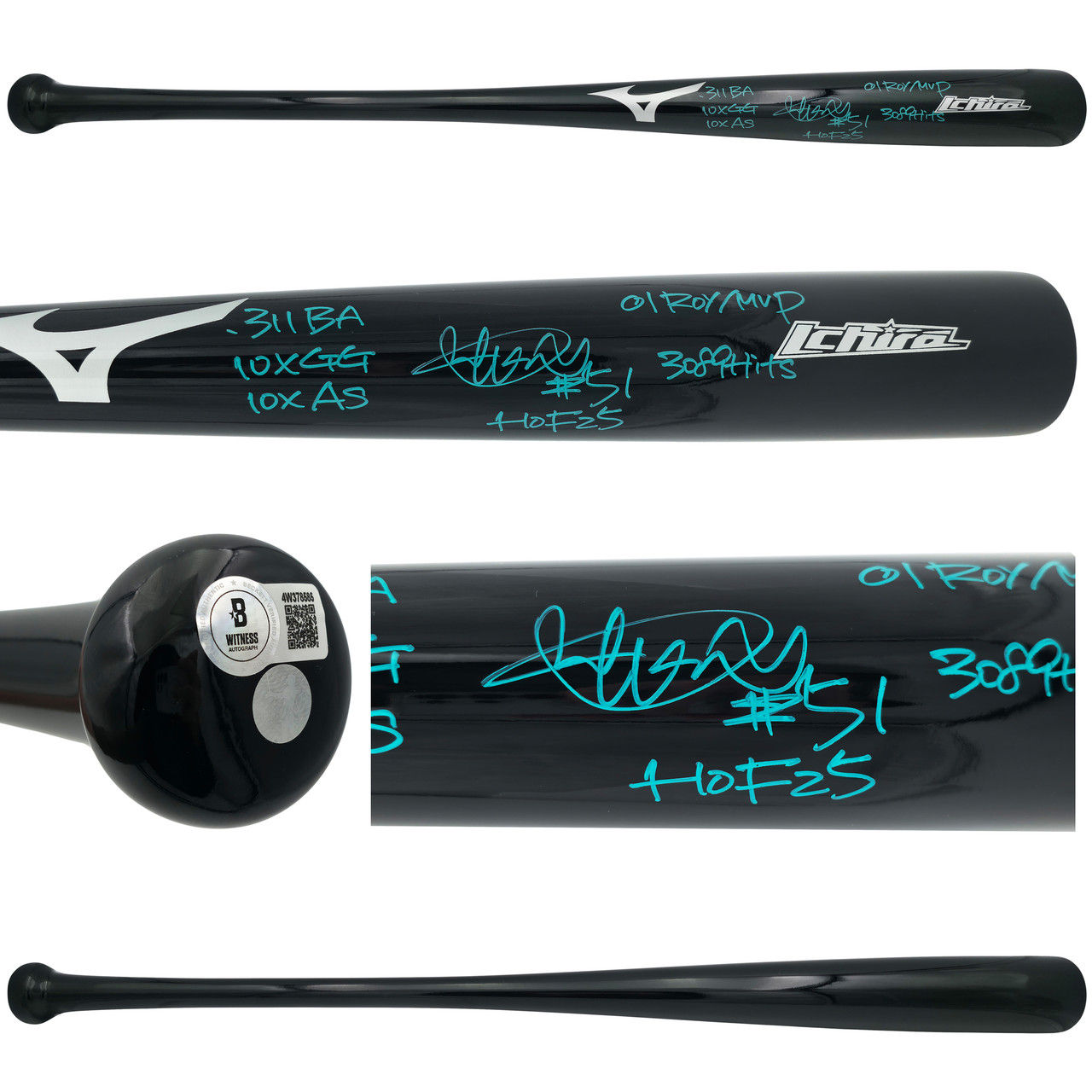 Ichiro Suzuki Signed Seattle Mariners Black Mizuno Player Model Baseball Bat