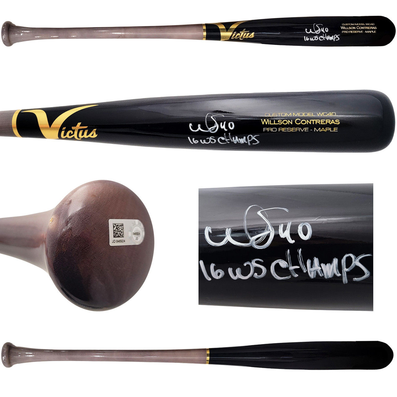 Wilson Contreras Chicago Cubs Signed Black & Grey Victus Pro Reserve Maple Bat