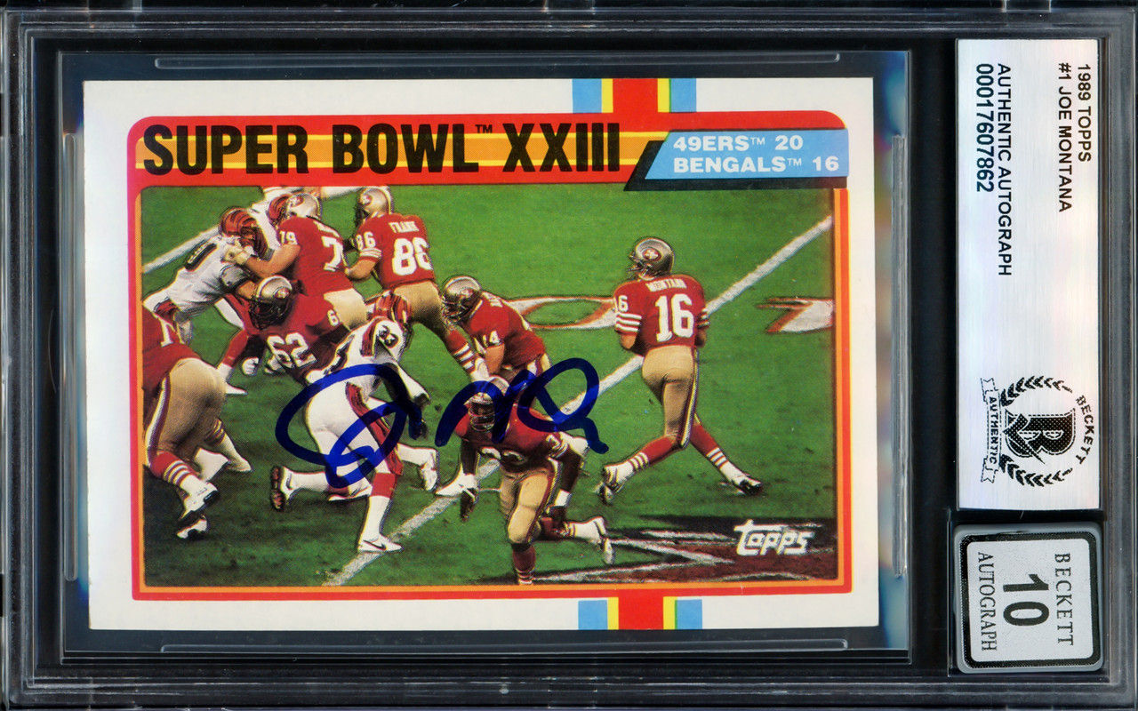Joe Montana Signed San Francisco 49ers 1989 Topps Card #1