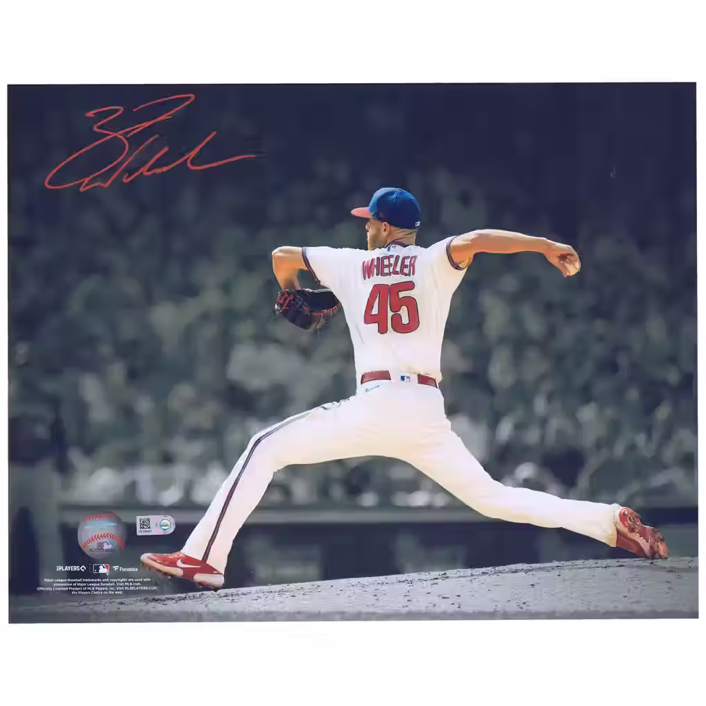 Zack Wheeler Signed Philadelphia Phillies Pitching Spotlight 11" x 14" Photo