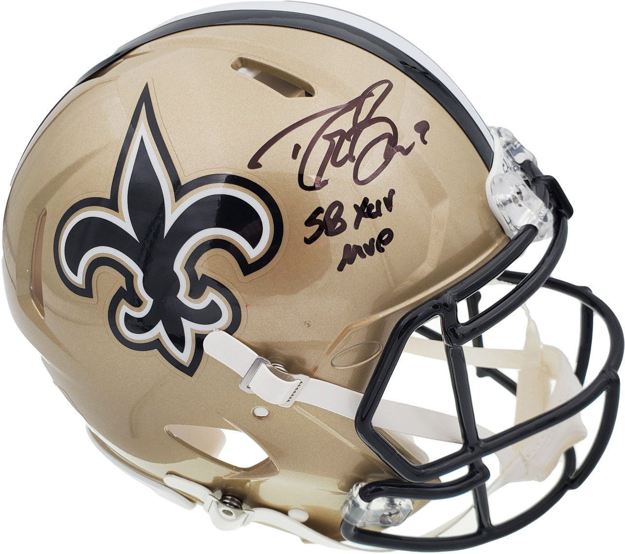 Drew Brees Signed New Orleans Saints Gold Full Size Authentic Speed Helmet