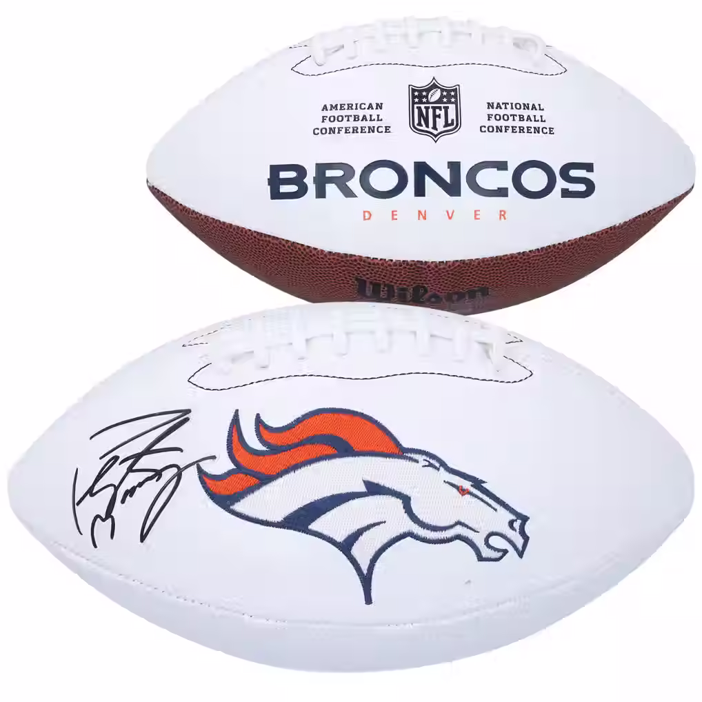 Peyton Manning Signed Denver Broncos Wilson White Panel Football