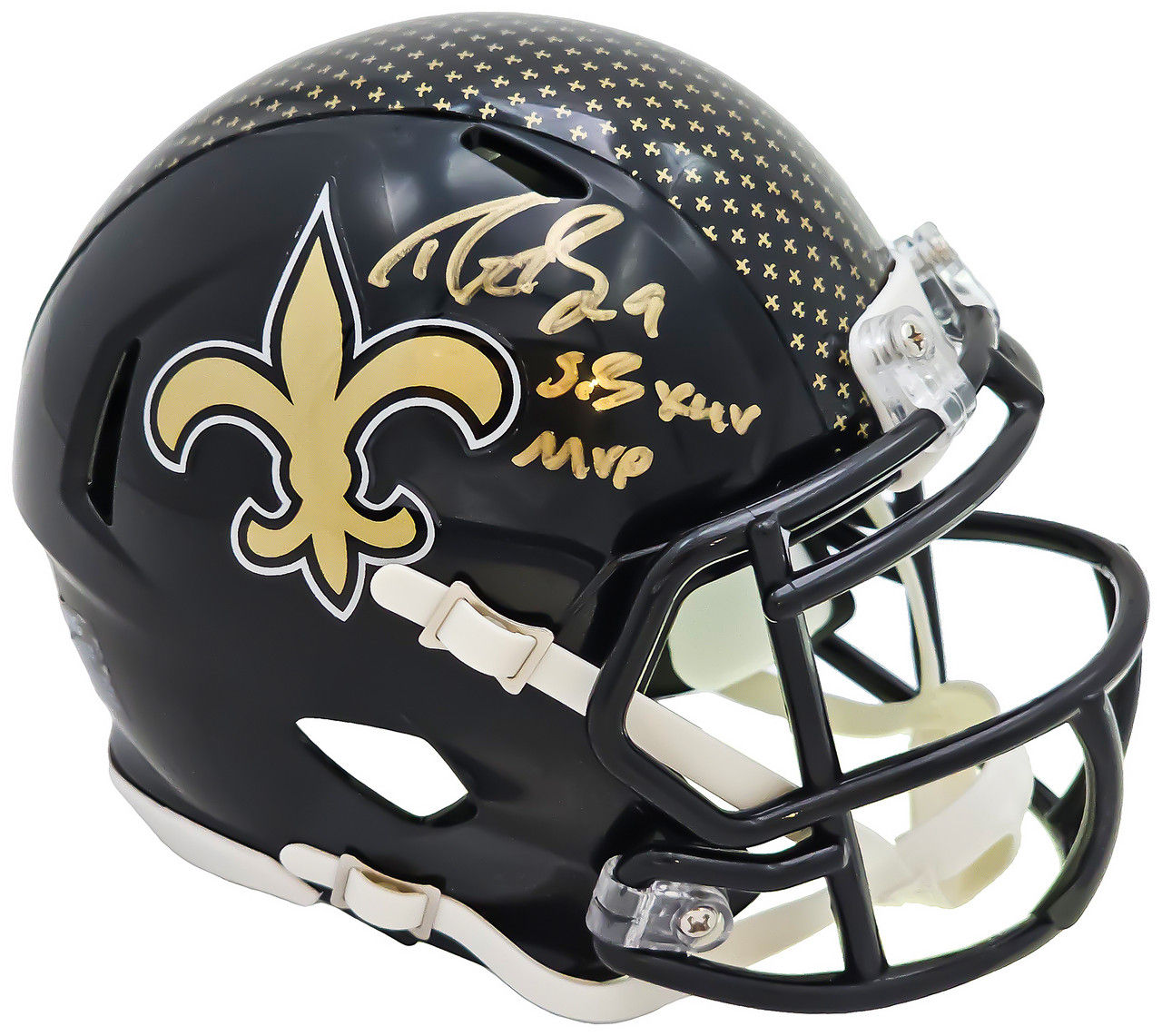 Drew Brees Signed New Orleans Saints 2022 Alternate Black Speed Mini Helmet