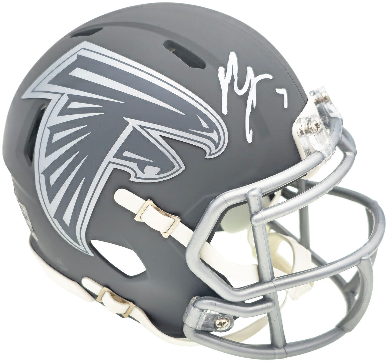 Bijan Robinson Signed Atlanta Falcons Slate Gray Speed Mini Helmet