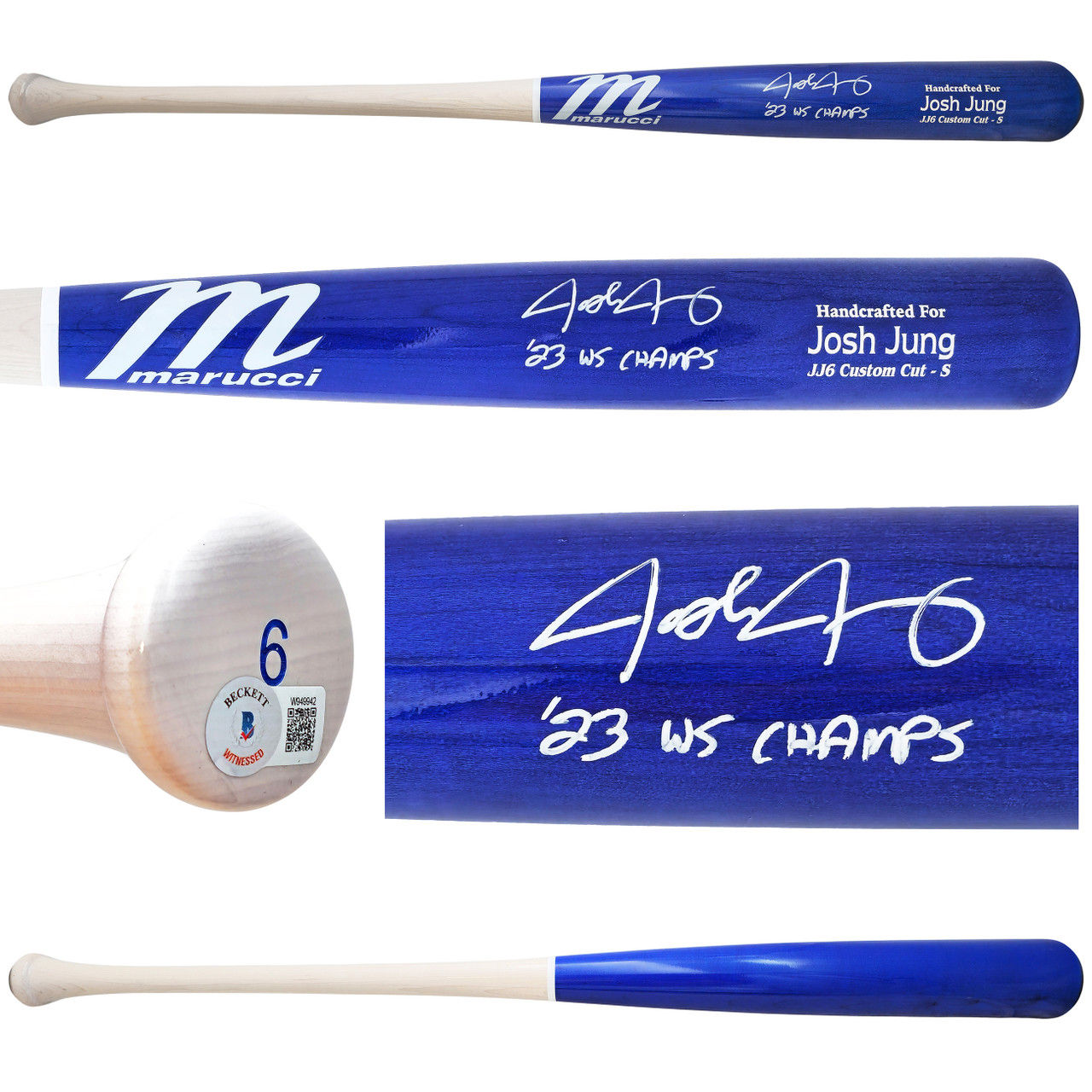 Josh Jung Texas Rangers Signed Blue/White Marucci Player Model Bat