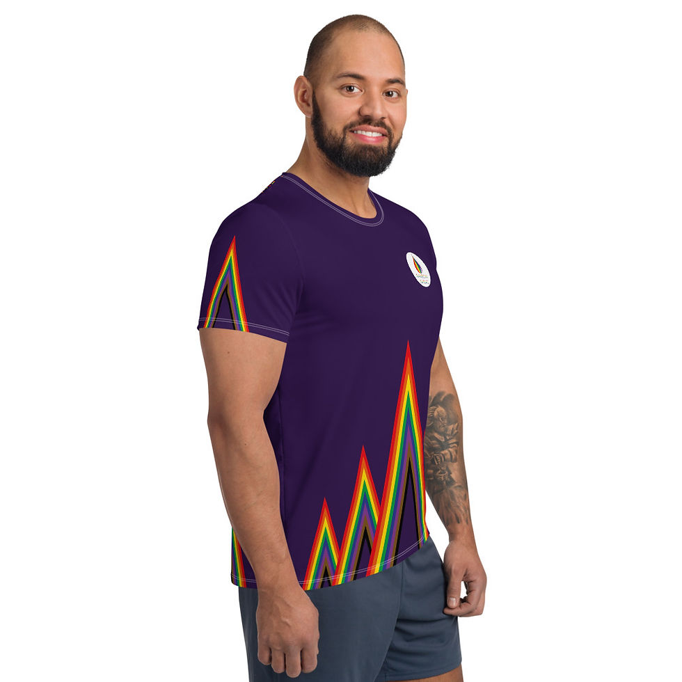 Thumbnail: LGBTQ+ Gay Men's Workout T-Shirt - 9 Mountains - Purple
