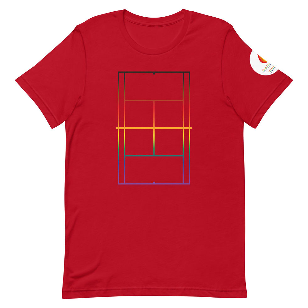 Thumbnail: Women's  Tennis T-Shirt - LGBTQ+ Rainbow Court Lines