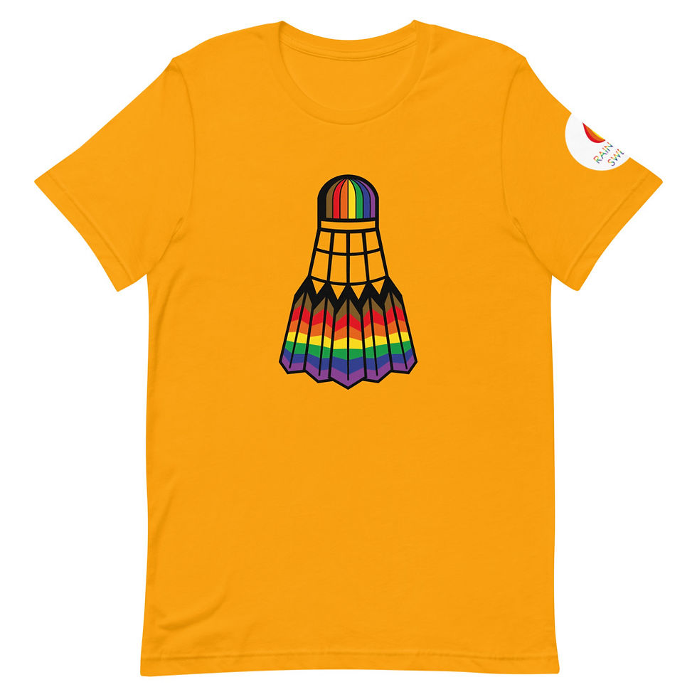 Thumbnail: Women's Rainbow Badminton T-Shirt - Shuttlecock Symbol