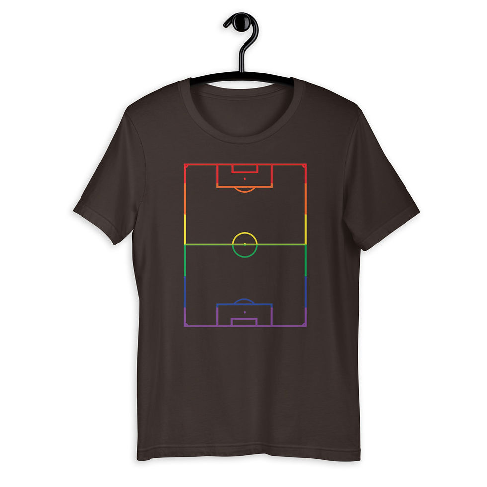 Thumbnail: LGBTQ+ Rainbow Coloured Football Pitch Outline T-Shirt