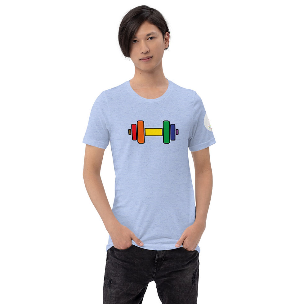 Thumbnail: LGBTQ+ Gay Men's Gym T-Shirt - Inclusive Rainbow Single Dumbell