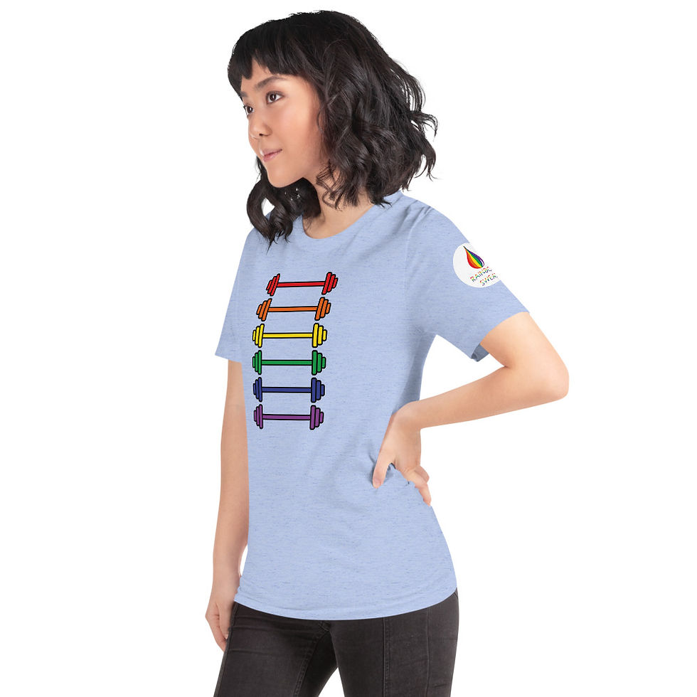 Thumbnail: Women's Rainbow Exercise T-Shirt - 6 LGBTQ+ Barbells