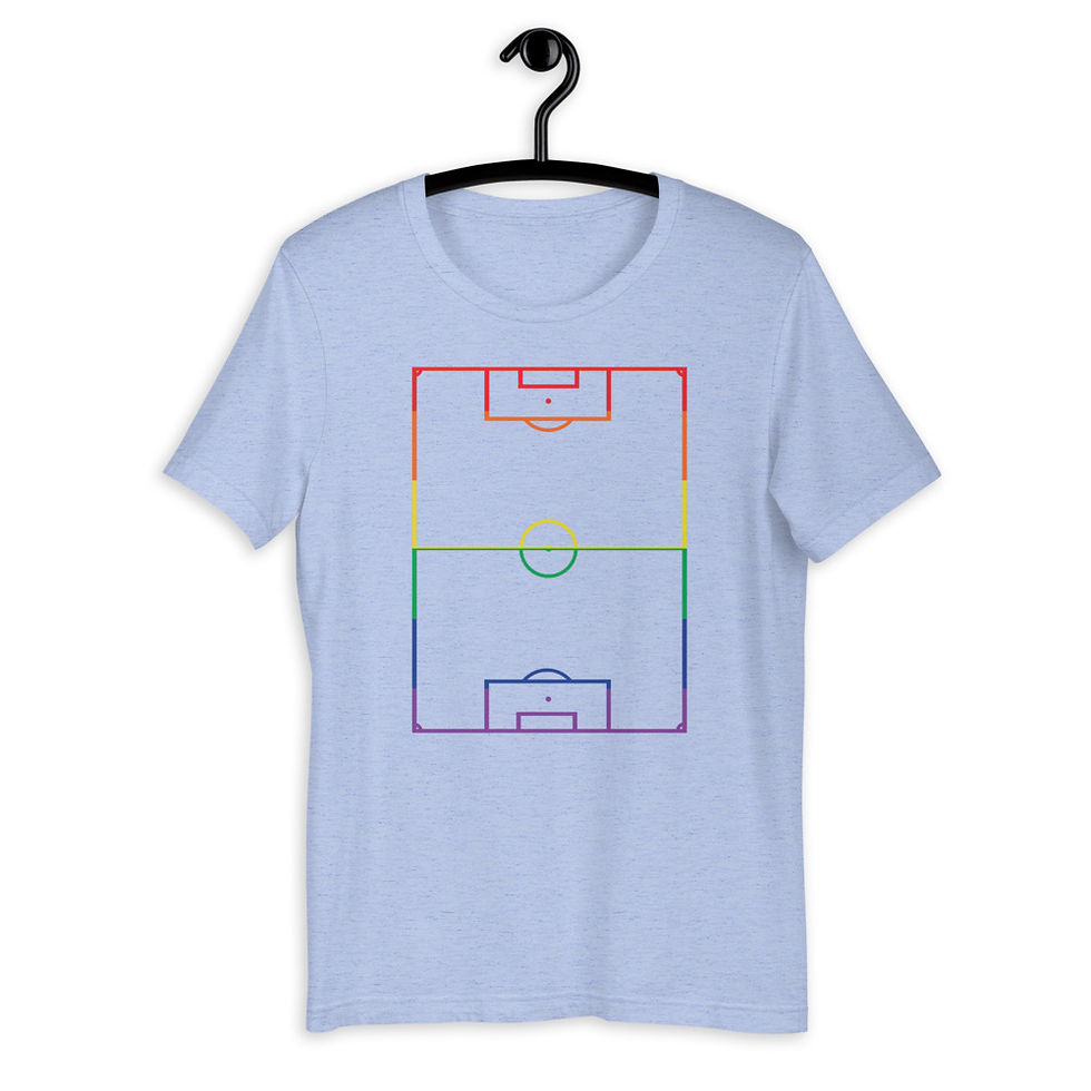 Thumbnail: LGBTQ+ Rainbow Coloured Football Pitch Outline T-Shirt