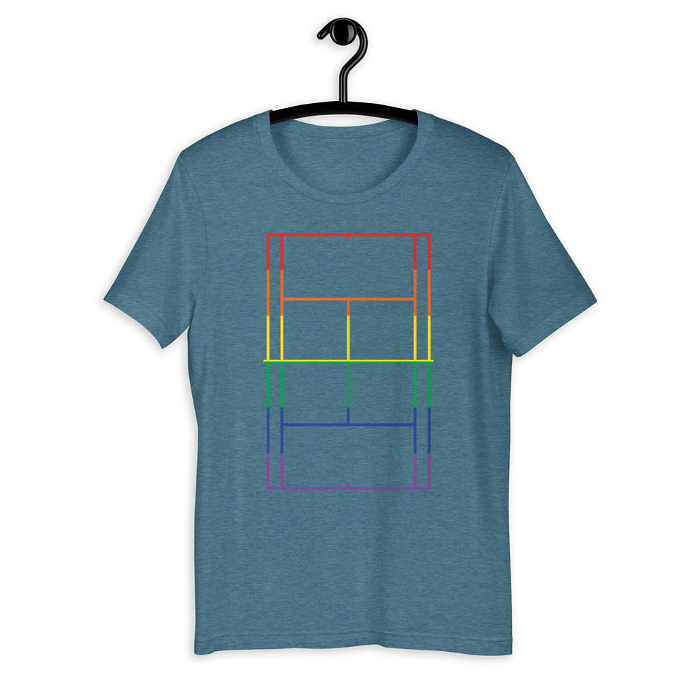 Thumbnail: LGBTQ+ Rainbow Tennis Court Outline T-Shirt
