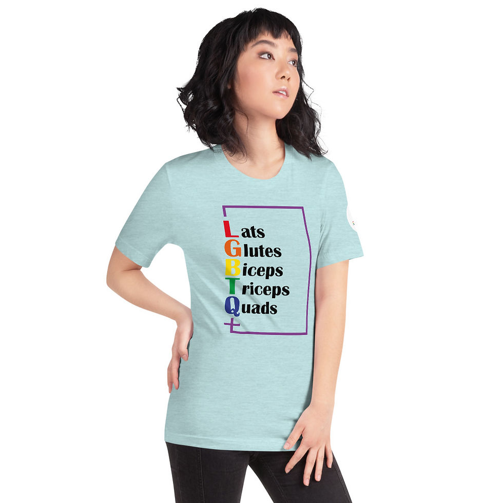 Thumbnail: Women's Rainbow Gym T-Shirt - Lats Glutes Biceps Triceps Quads LGBTQ+ 