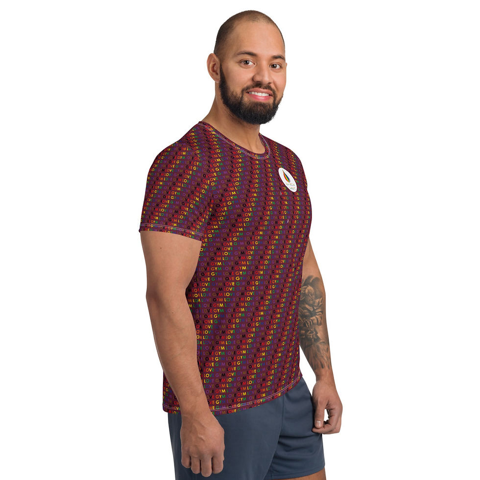 Thumbnail: LGBTQ+ Gay Men's Gym Fitness T-Shirt - LOVE GYM - Maroon Red