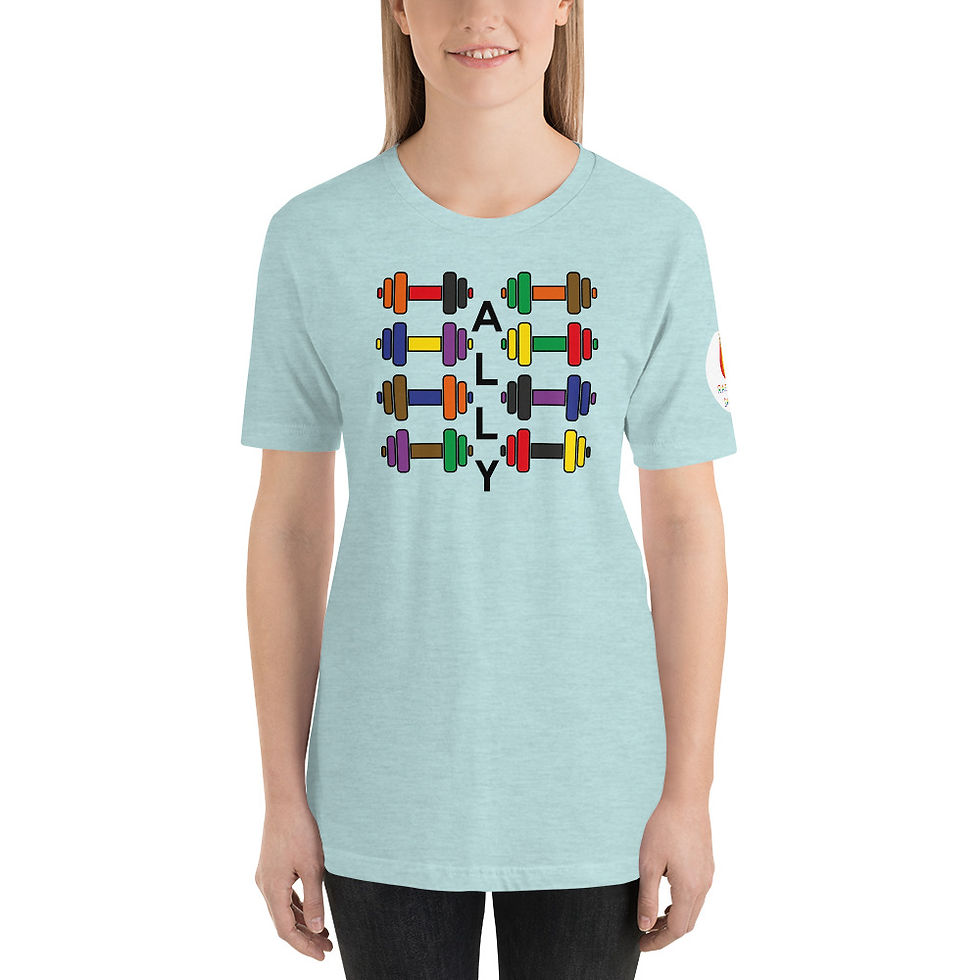Thumbnail: LGBTQ+ ALLY - Women's Rainbow Exericse Top - 8 Dumbbells