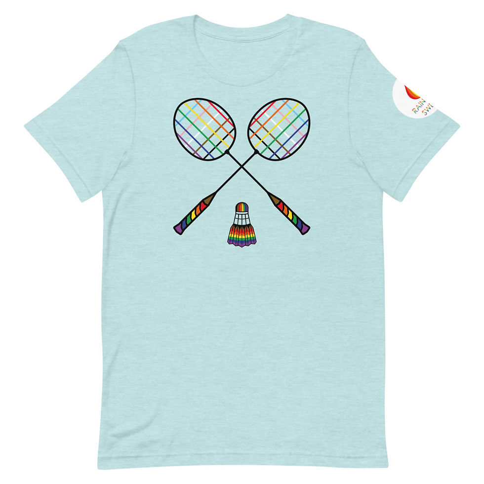 Thumbnail: LGBTQ+ Women's Rainbow Badminton T-Shirt - Crossed Rackets 