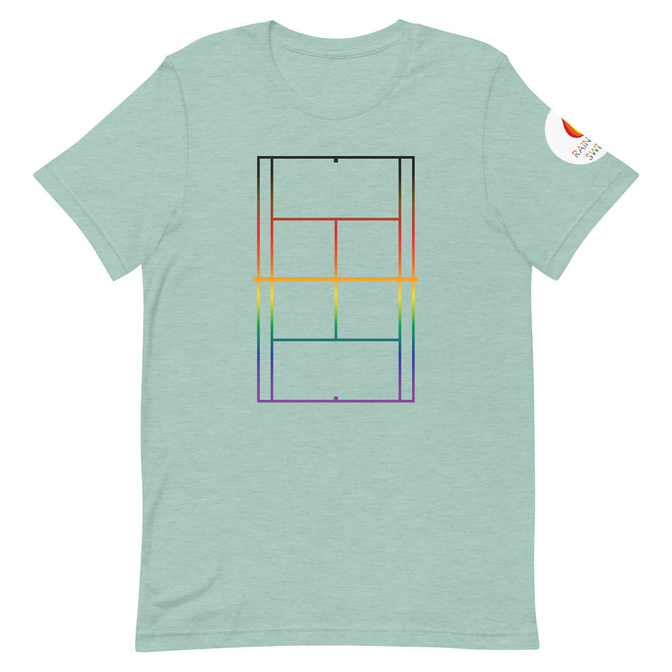Thumbnail: Women's  Tennis T-Shirt - LGBTQ+ Rainbow Court Lines