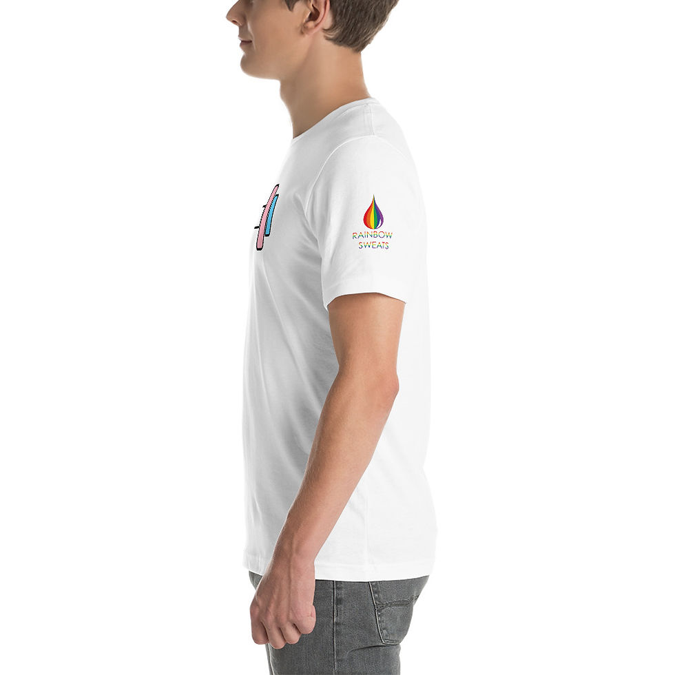 Thumbnail: F2M Trans Man Workout T-Shirt - Trans Pride Dumbbell