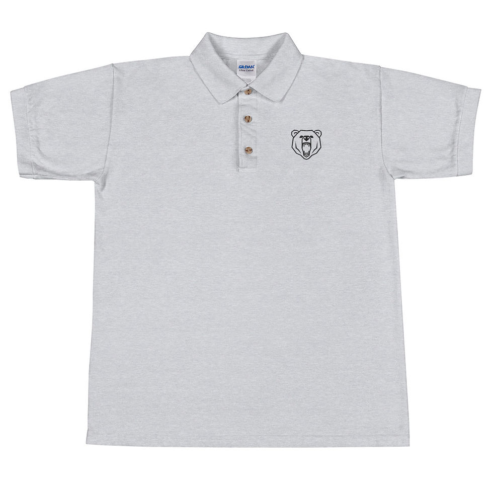 Thumbnail: Embroidered Snarling Bear Black Outline Polo Shirt