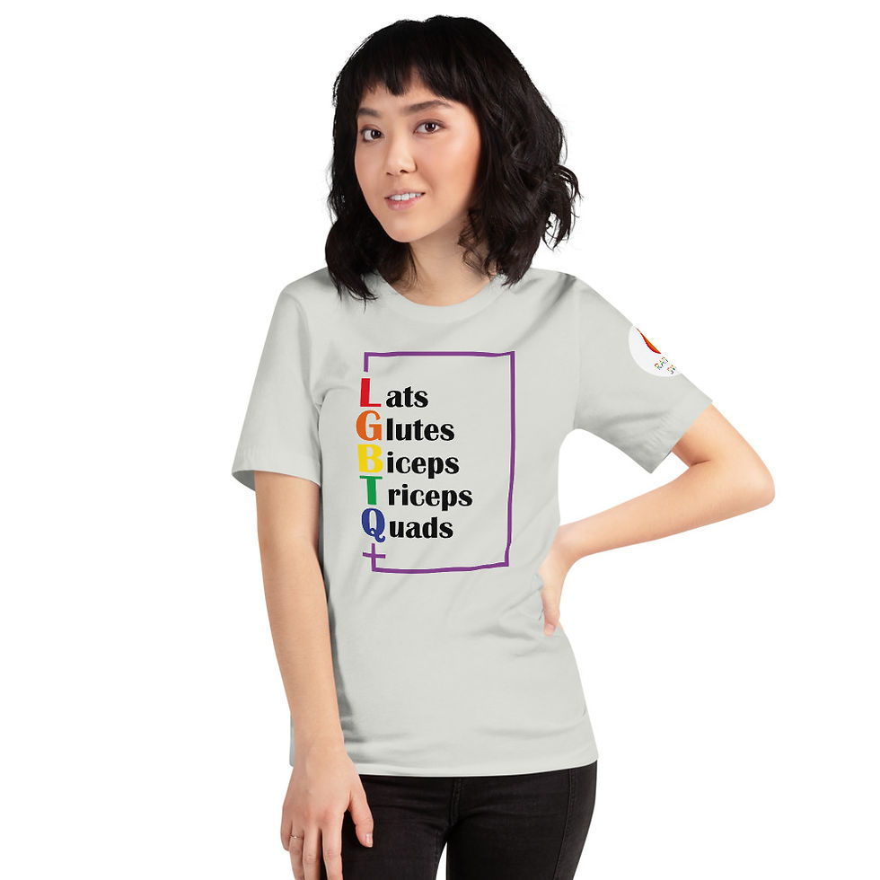 Thumbnail: Women's Rainbow Gym T-Shirt - Lats Glutes Biceps Triceps Quads LGBTQ+ 
