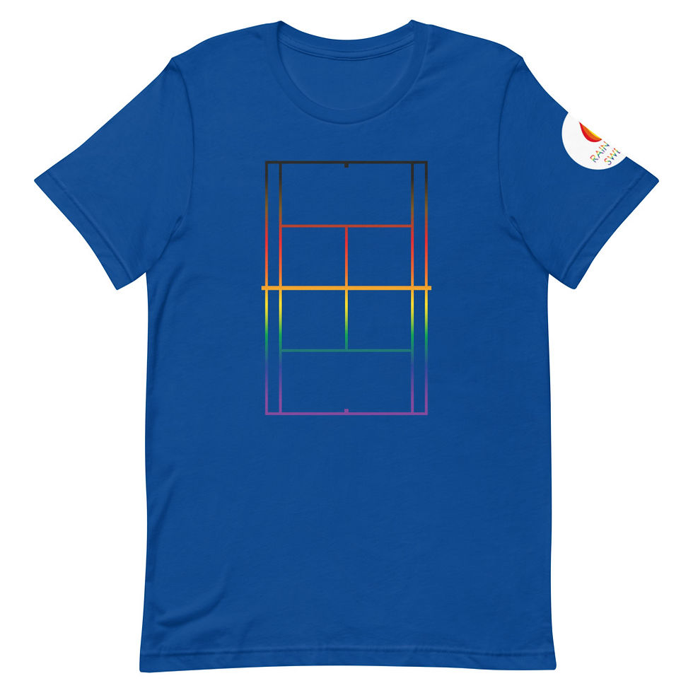 Thumbnail: Women's  Tennis T-Shirt - LGBTQ+ Rainbow Court Lines