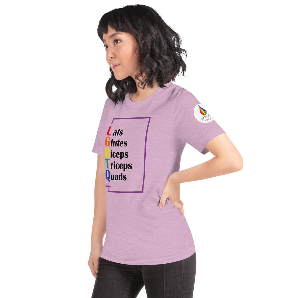 Thumbnail: Women's Rainbow Gym T-Shirt - Lats Glutes Biceps Triceps Quads LGBTQ+ 