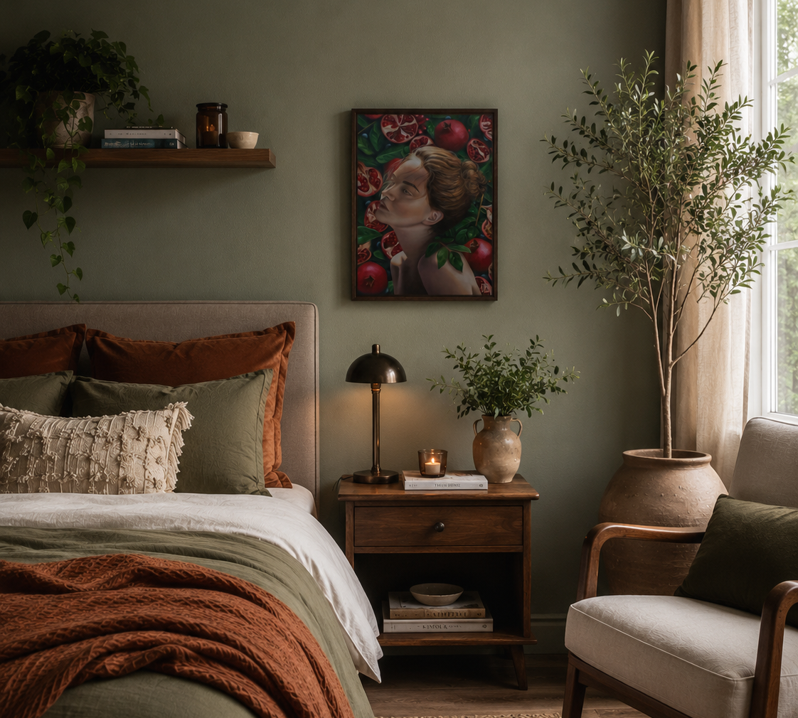 AI-generated room visualisation using the real products sourced for this scheme.