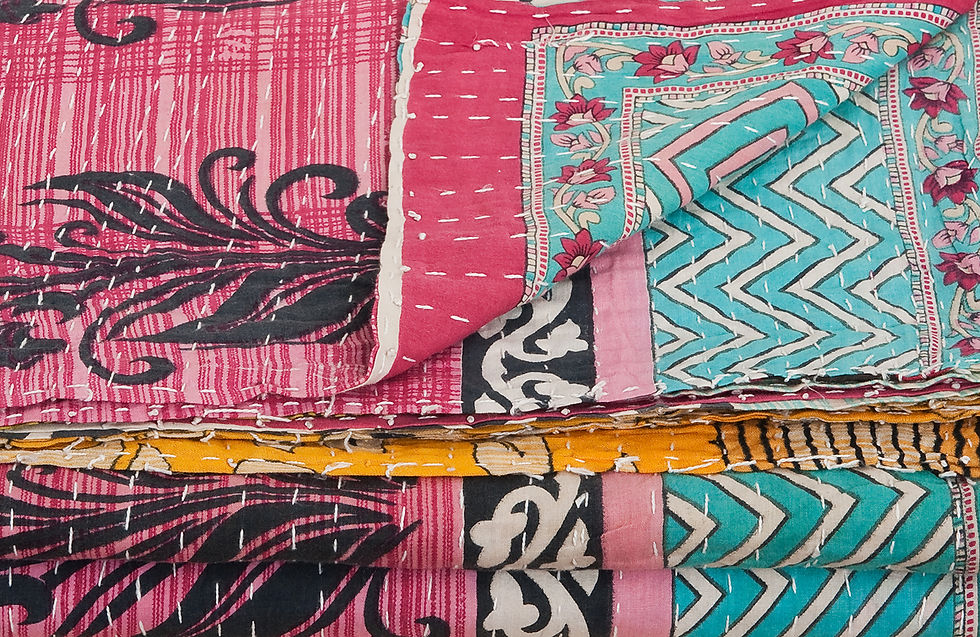Thumbnail: one of a kind reversible quilt hand crafted in India