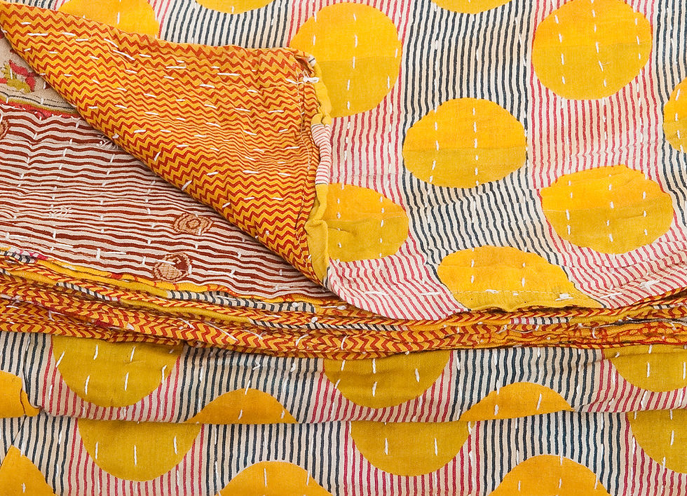 Thumbnail: one of a kind reversible quilt hand crafted in India