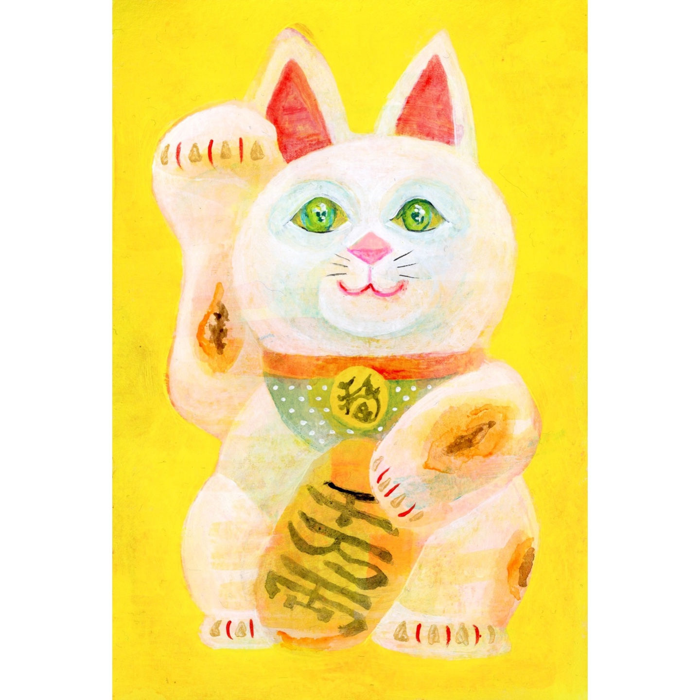 招き猫【一点もの原画】右手上げ1号