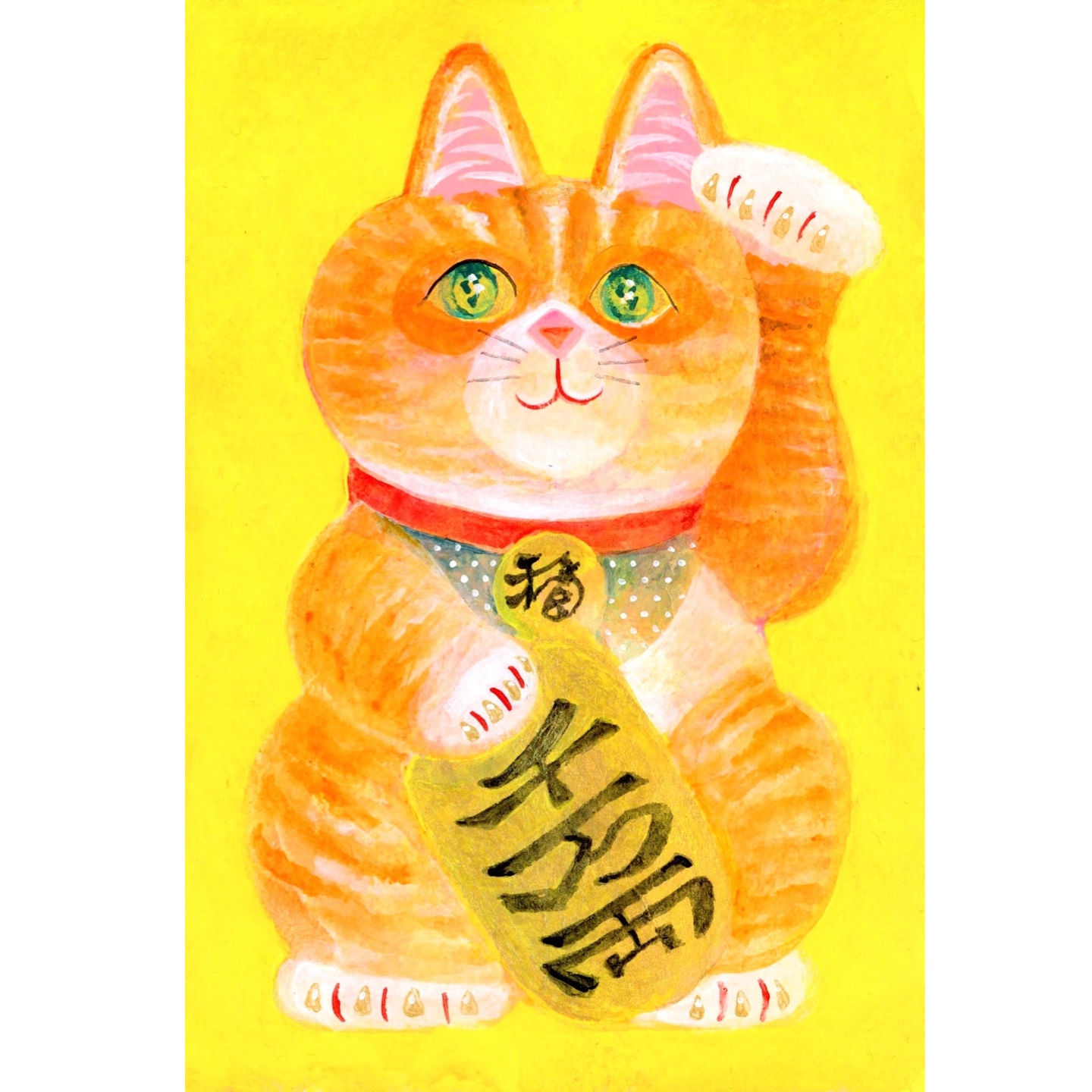 招き猫【一点もの原画】茶トラ