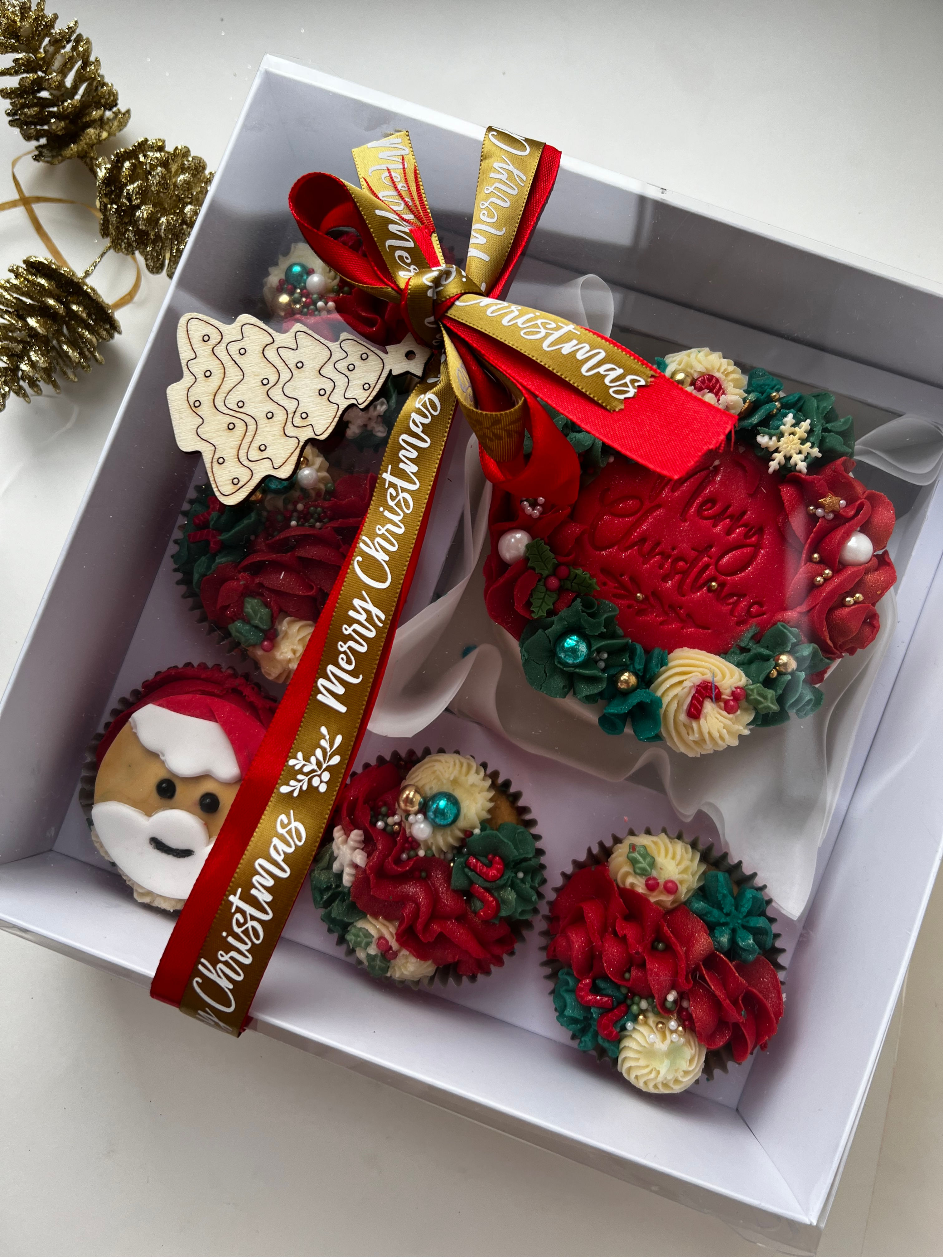 Christmas decorated Bento Cake & Cupcake Giftbox