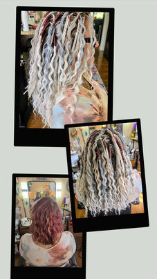 Before and after with light blonde and silver wavy locs