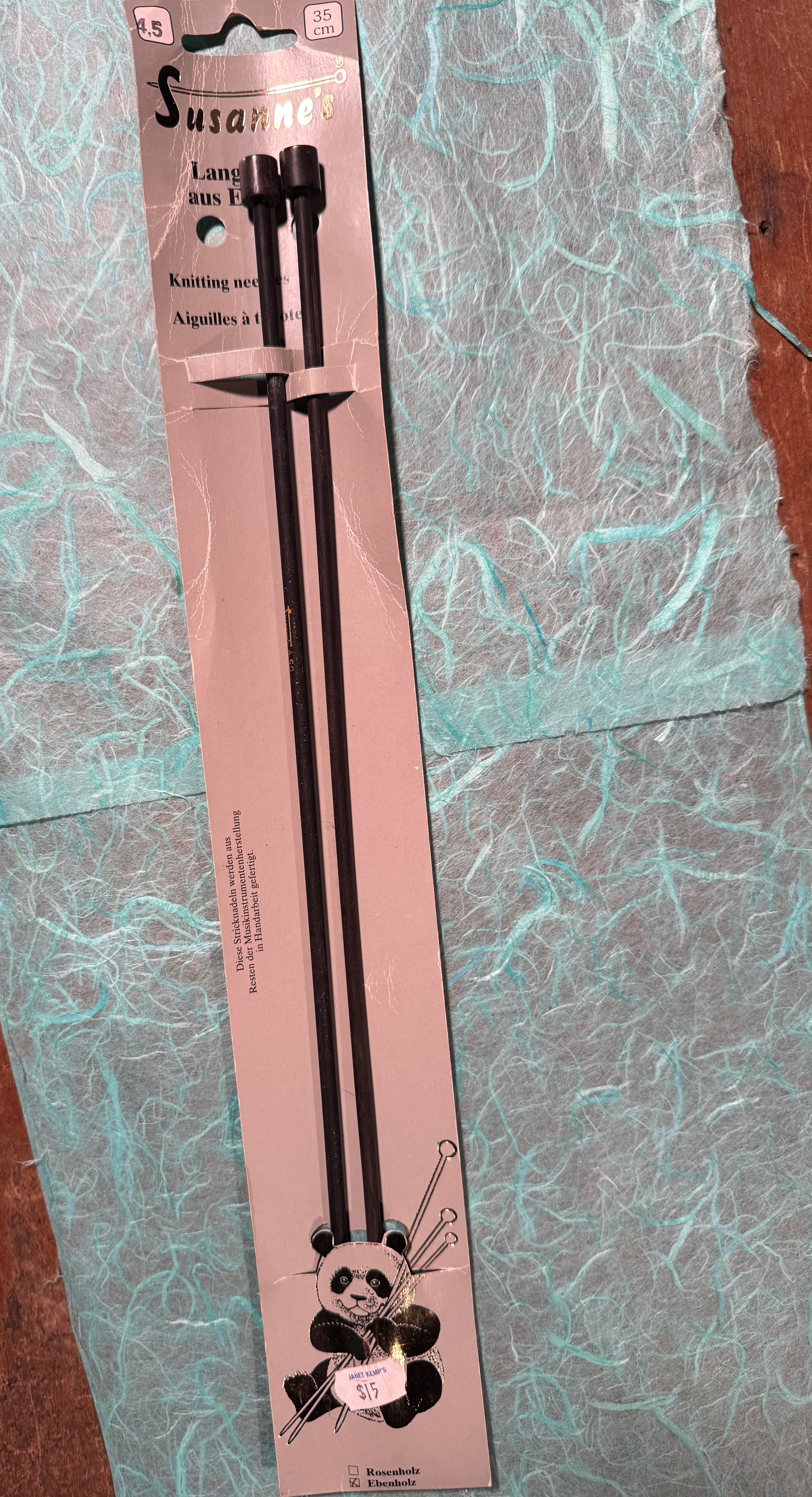 Ebony Needles, 35 cm, Suzanne's Langnadeln aus Edelholz