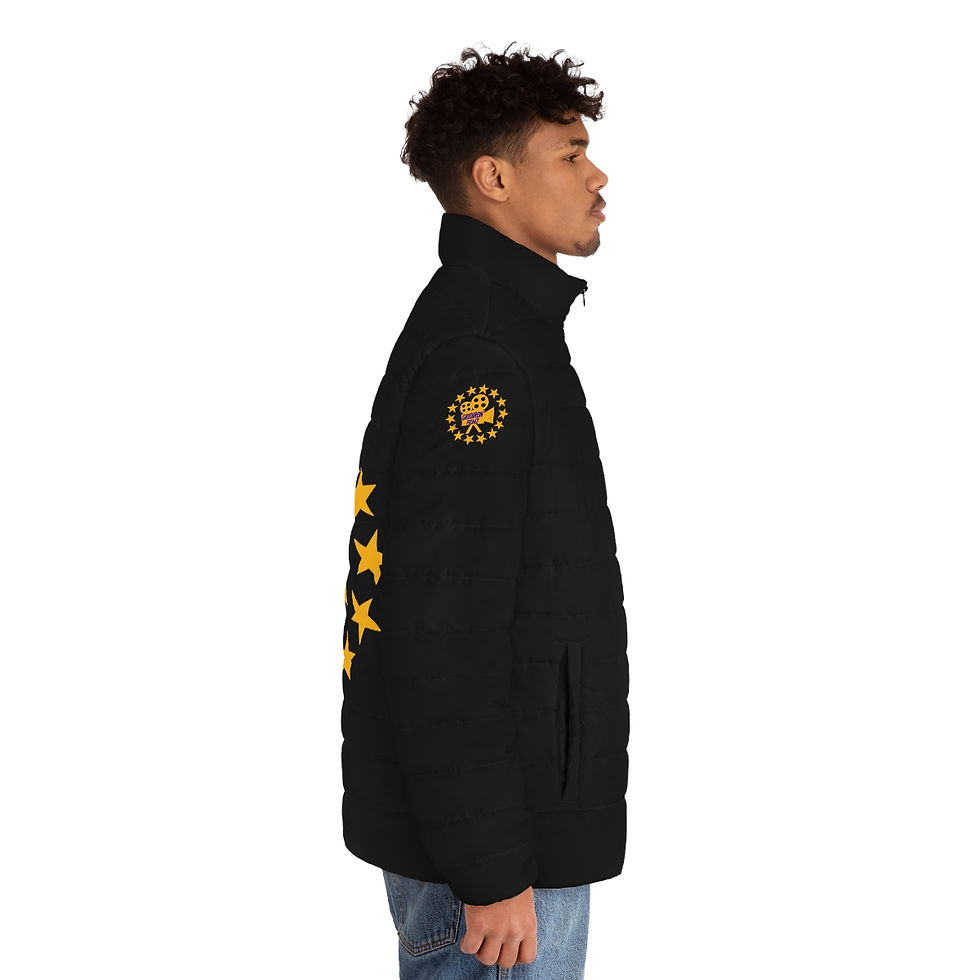 Thumbnail: Black Men's Puffer Jacket (AOP)