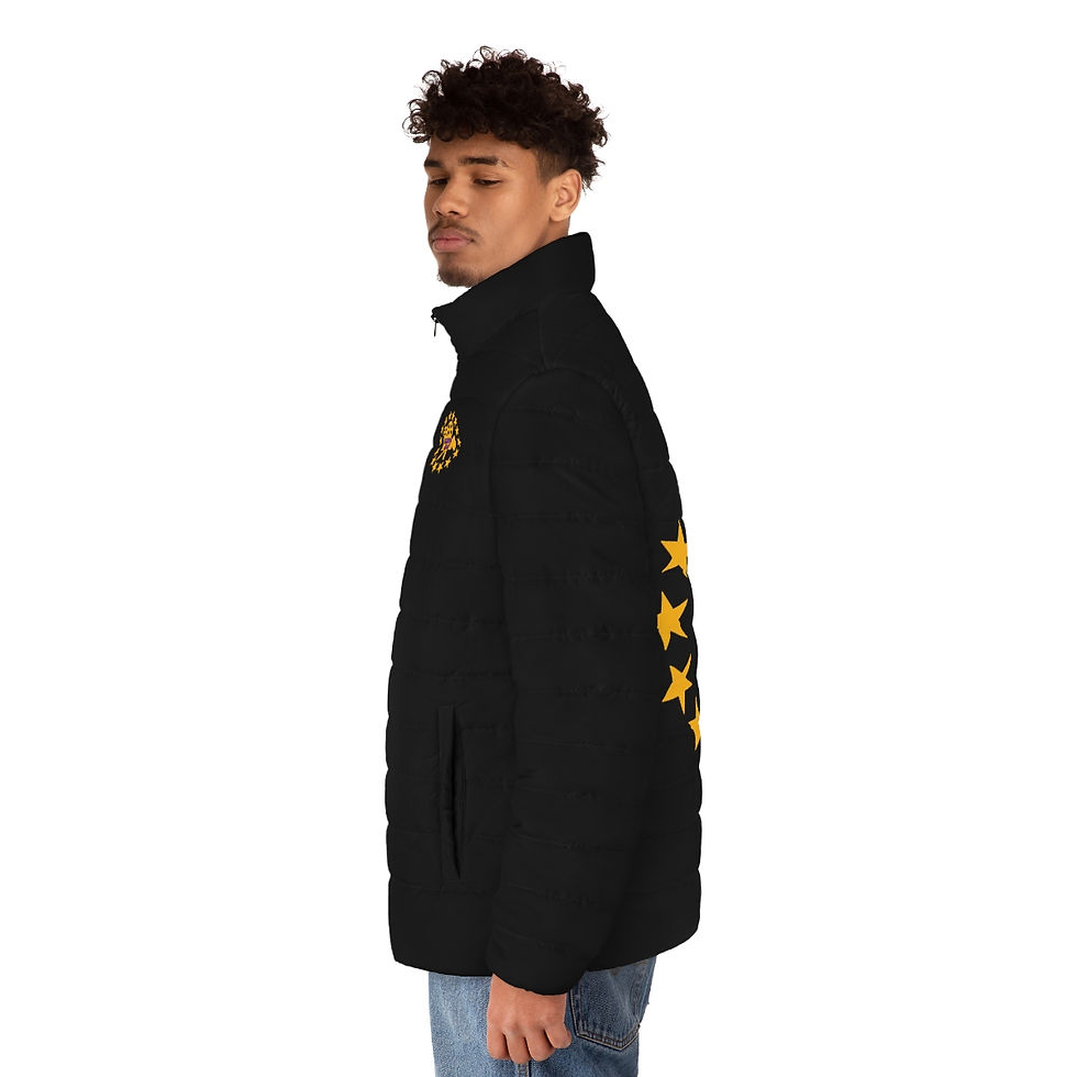 Thumbnail: Black Men's Puffer Jacket (AOP)