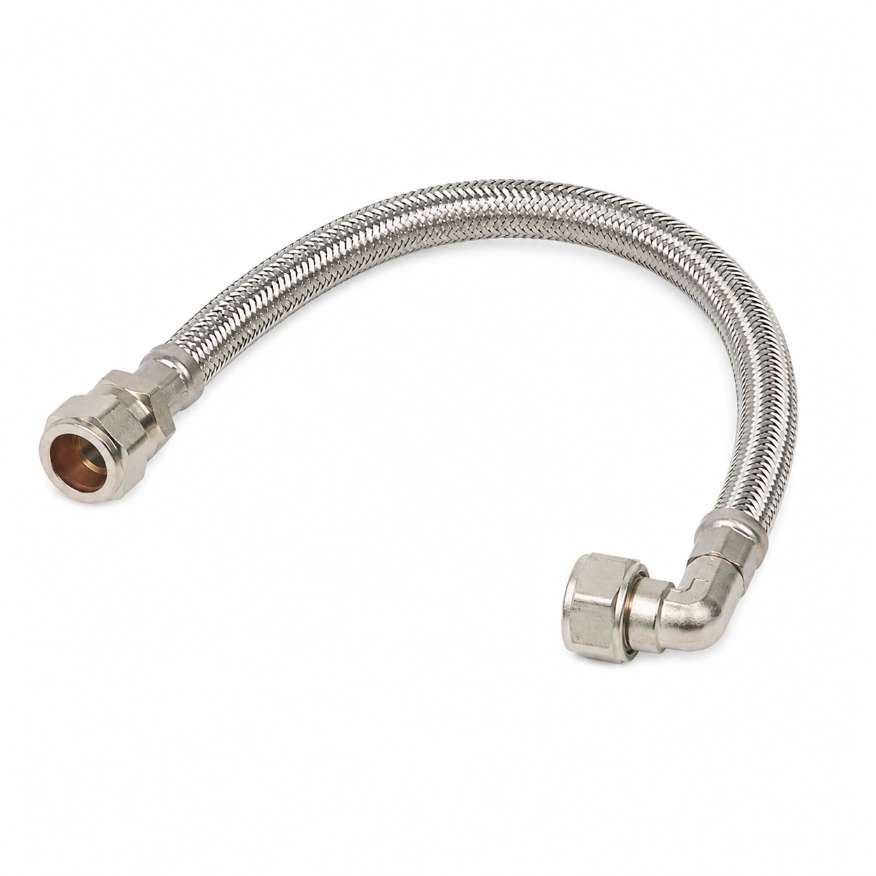 Flexible Pipe Connector 15mm Comp x 1/2" Elbow - 300mm