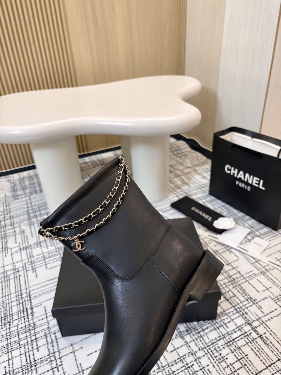 Miniature : Sur Commande bottine chanel en cuir Top qualité 
