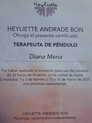 certificado terapeuta de péndulo