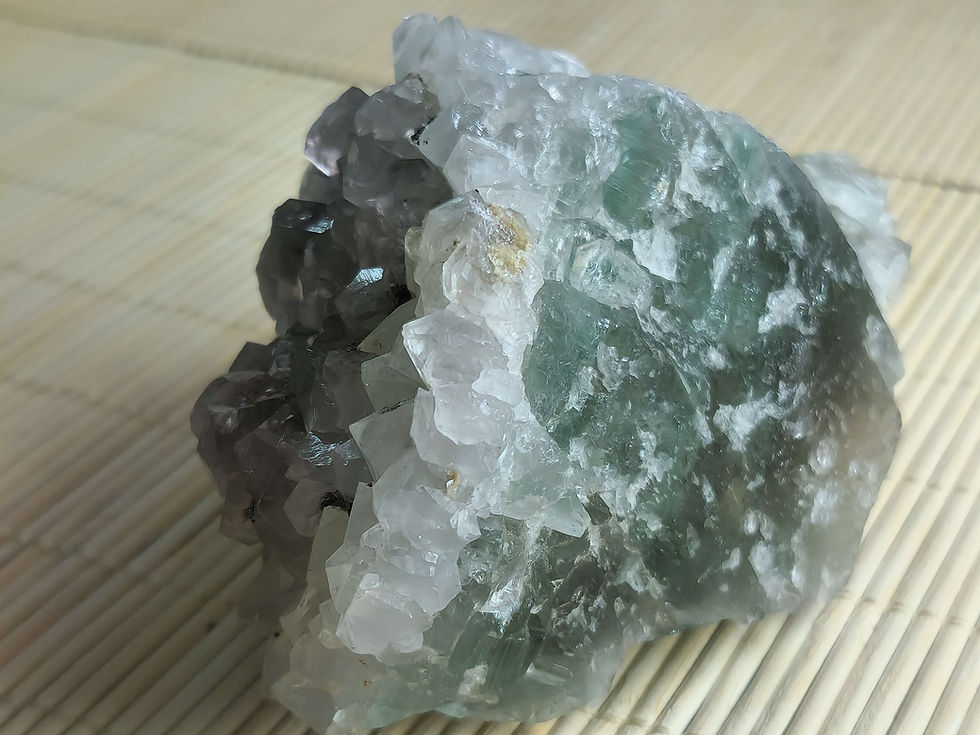 Thumbnail: Large Green Flourite w/ White Druzy Flourite