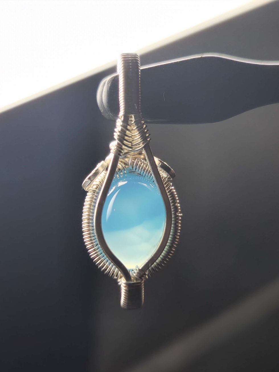 Thumbnail: Blue Calcedeny - Argentium Silver