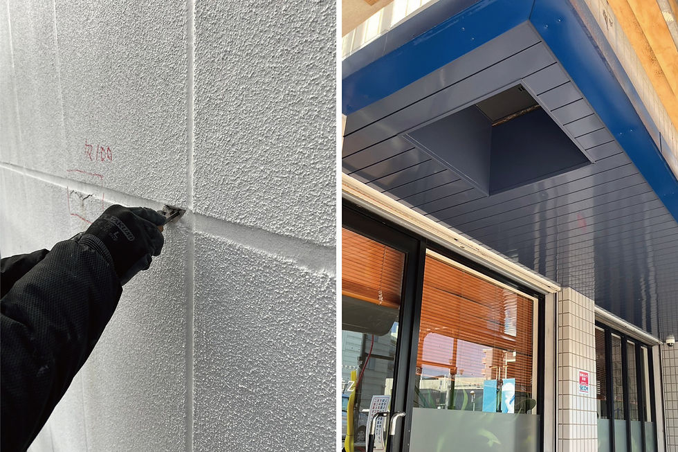 コーキング施工中・軒天施工後