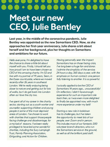 Meet our new CEO, Julie Bentley