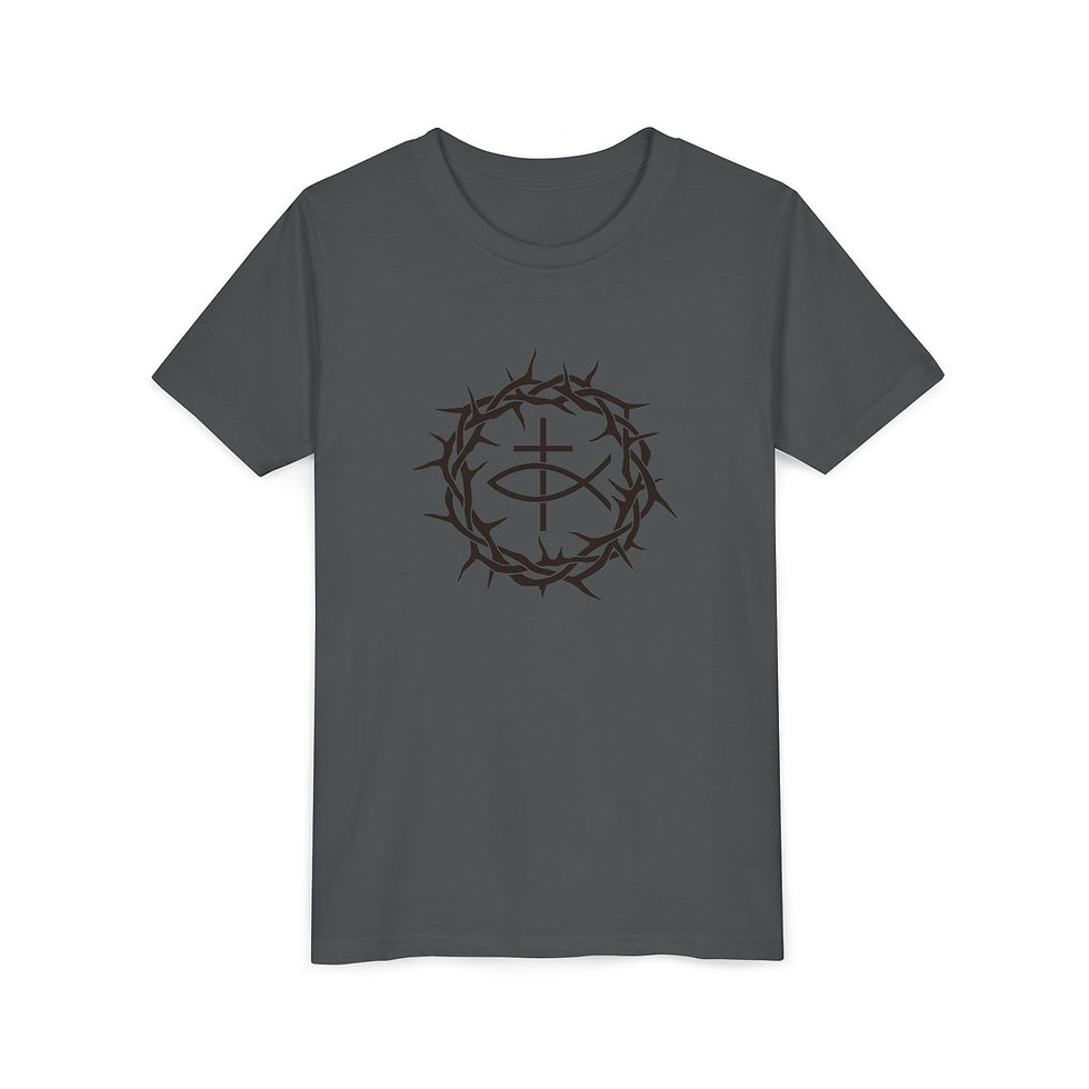 Thumbnail: Youth Short Sleeve Tee with Inspirational Design, Faith-Inspired T-Shirt