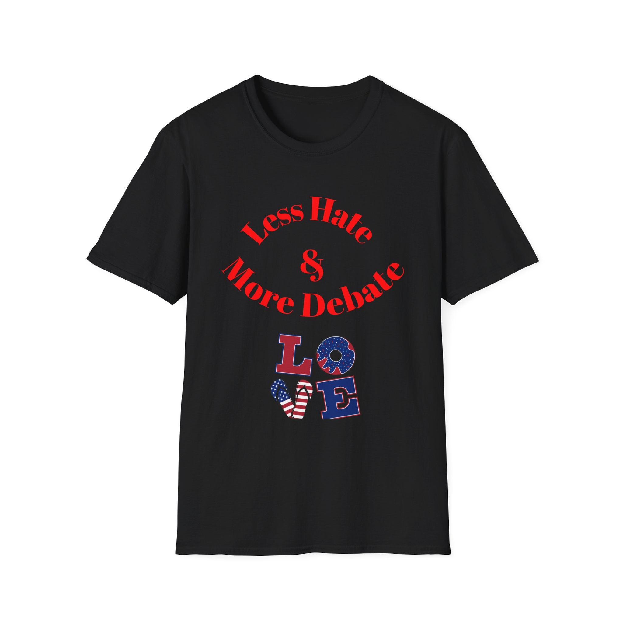 Less Hate Tee, Unisex Softstyle T-Shirt - Patriotic Tee, Freedom Lover Apparel, 