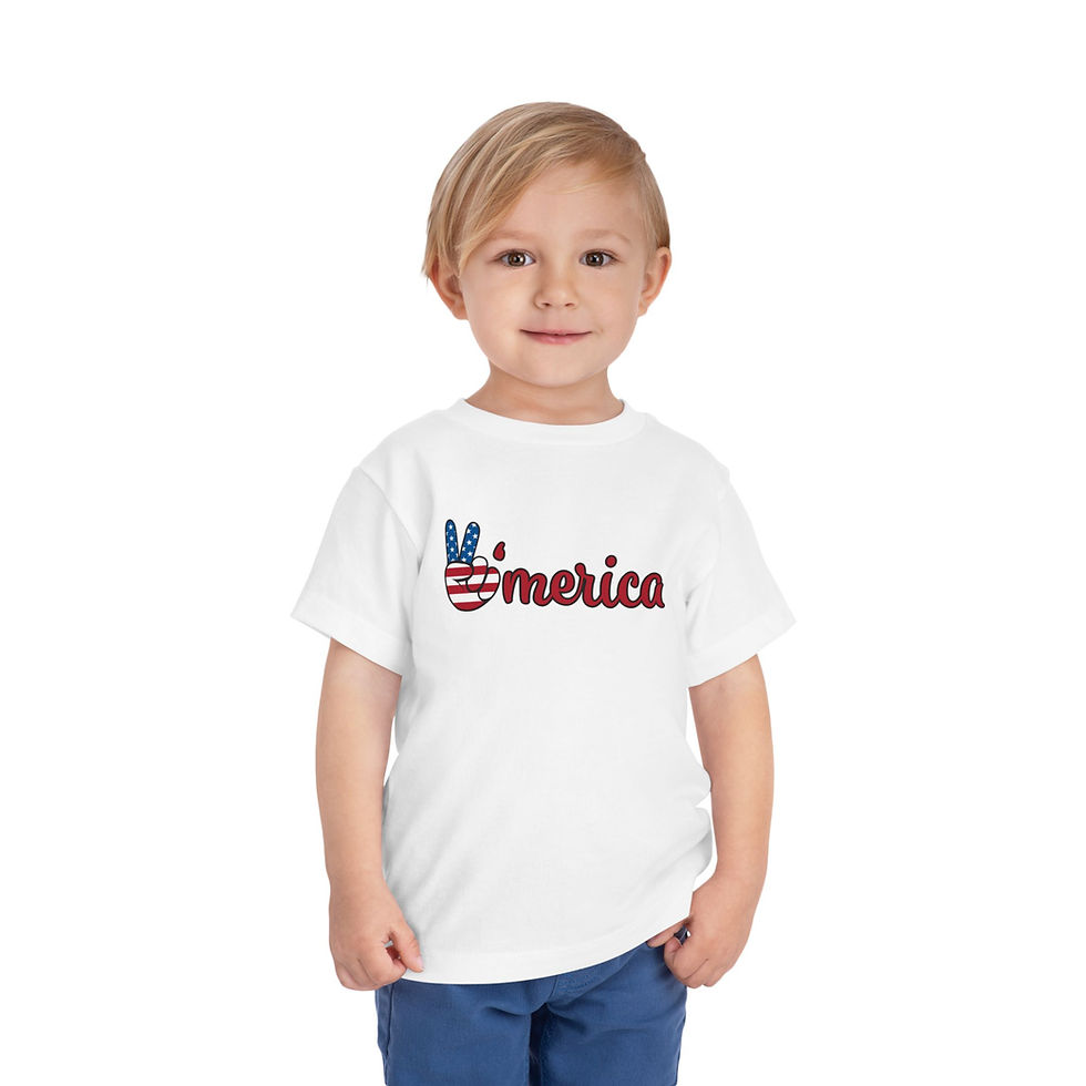 Thumbnail: Toddler Short Sleeve Tee with Patriotic V-America Design | USA T-Shirt
