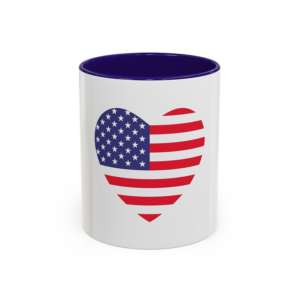 Thumbnail: Patriotic Heart Mug - Colorful Coffee Cup for Holidays, Gift for Veterans